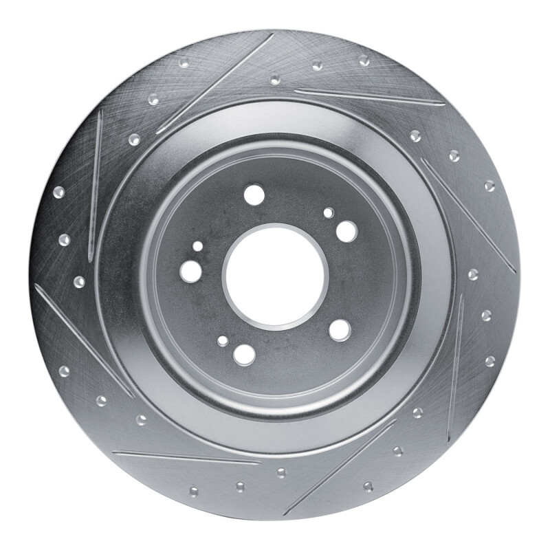 Acura TLX Brake Rotor (1) - Rear Right - R1 Concepts - Drilled & Slotted - Silver - `21-`25
